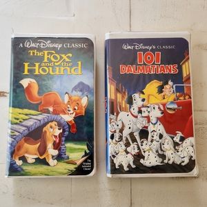 Disney Black Diamond VHS 101 Dalmatians, Fox and the Hound, bundle of 2